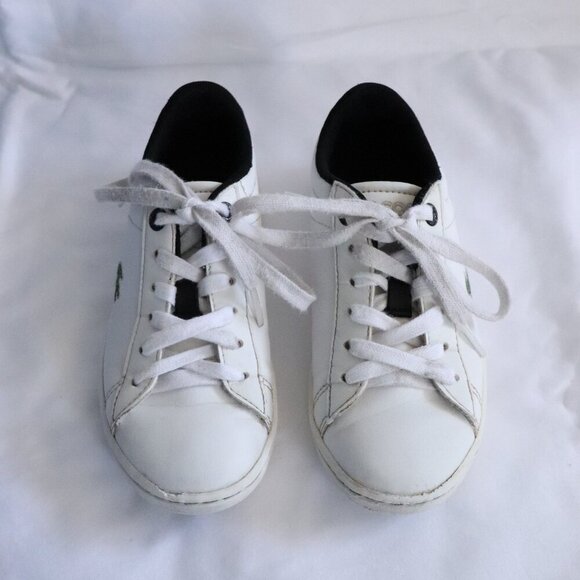 Lacoste Kids Sz 12 White Carnaby Evo Unisex Lace Up Casual Trainer Sneakers - Picture 3 of 9